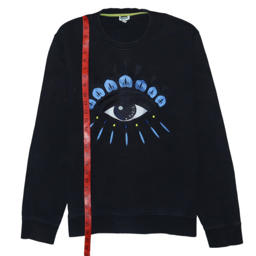 Kenzo Men’s Black Embroidered Eye Sweatshirt L Pullover Crew Neck