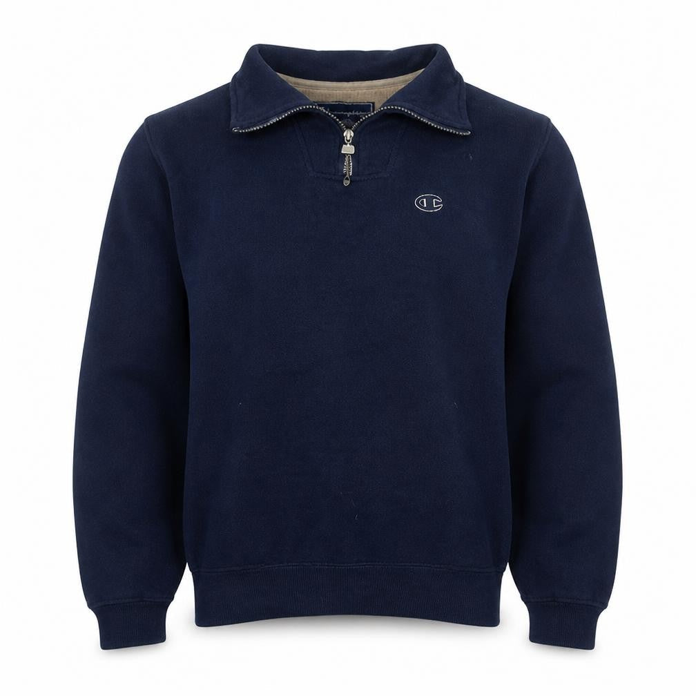 Champion Men's Blue 1/4 Zip Logo Sweatshirt Size S