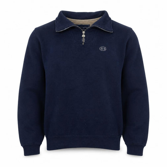 Champion Men's Blue 1/4 Zip Logo Sweatshirt Size S