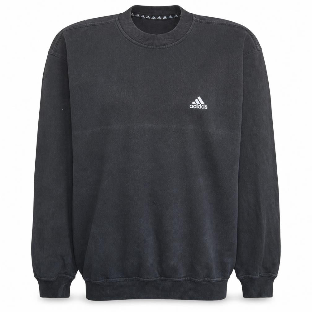 Adidas Mens Black Pullover Sweatshirt L Crew Neck Fleece Logo Sportswear
