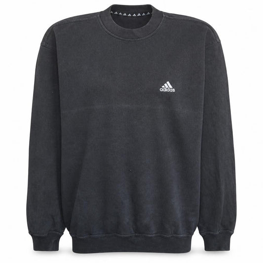 Adidas Mens Black Pullover Sweatshirt L Crew Neck Fleece Logo Sportswear