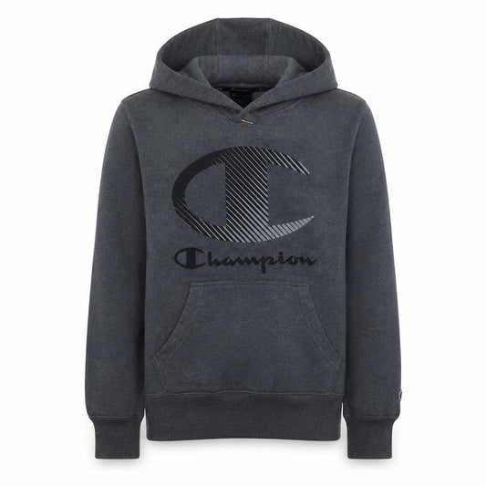 Champion Men's Grey Pullover Hoodie Small Graphic Logo Cotton Blend