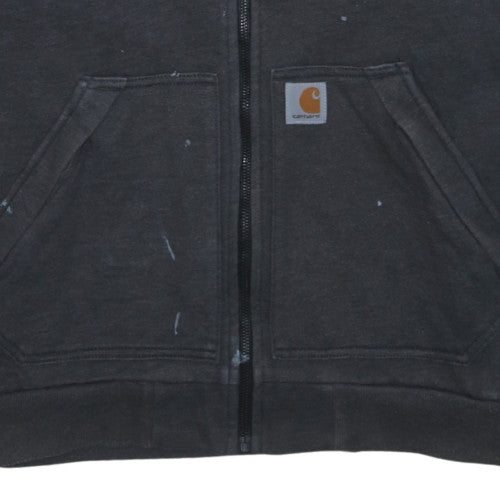 Carhartt Men’s Black Full Zip Hoodie L Relaxed Fit Fleece Workwear