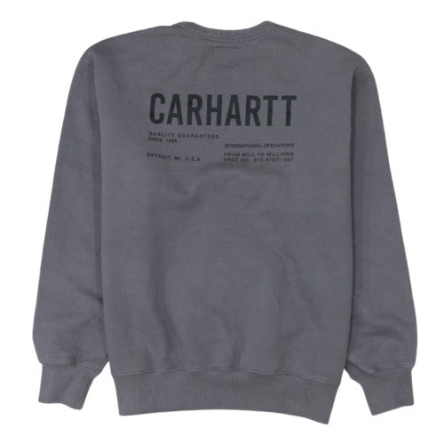 Carhartt Men Grey Sefton Sweatshirt M Crew Neck Cotton Blend