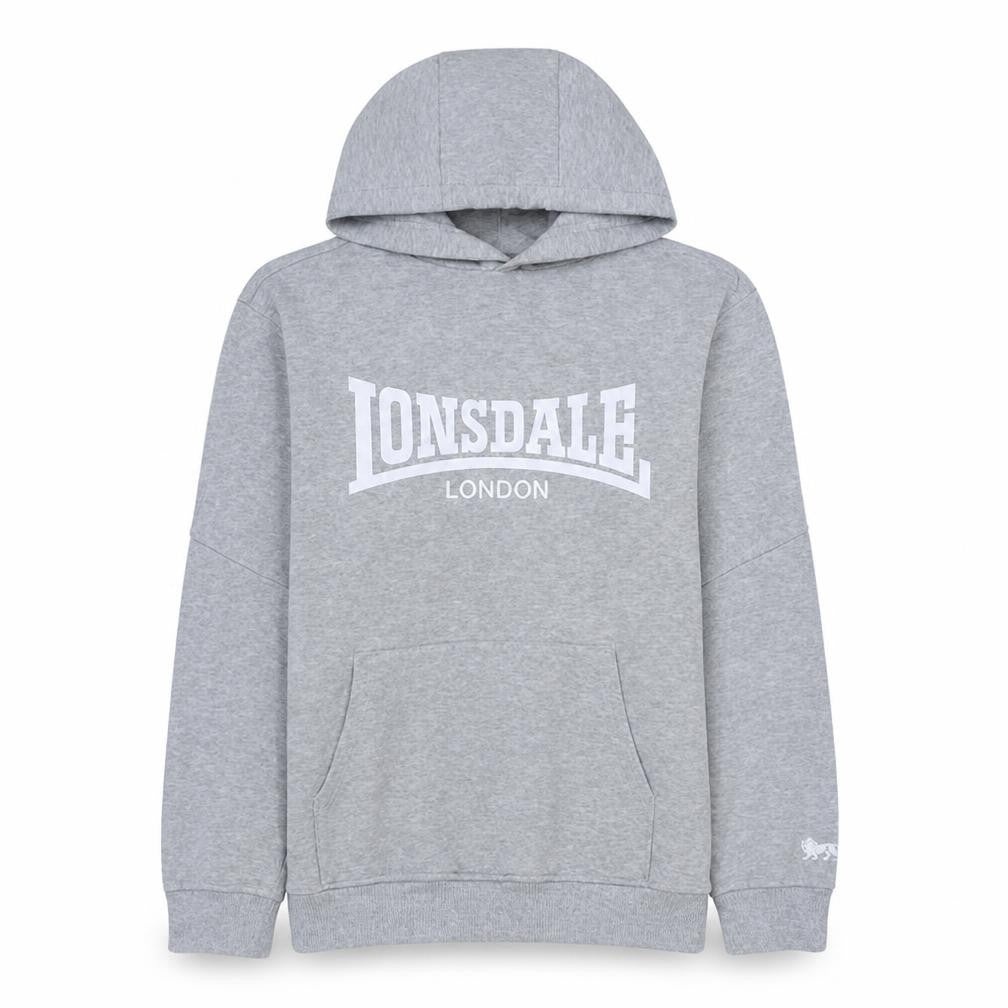Lonsdale Men’s Grey Pullover Hoodie M Regular Fit Sports Style