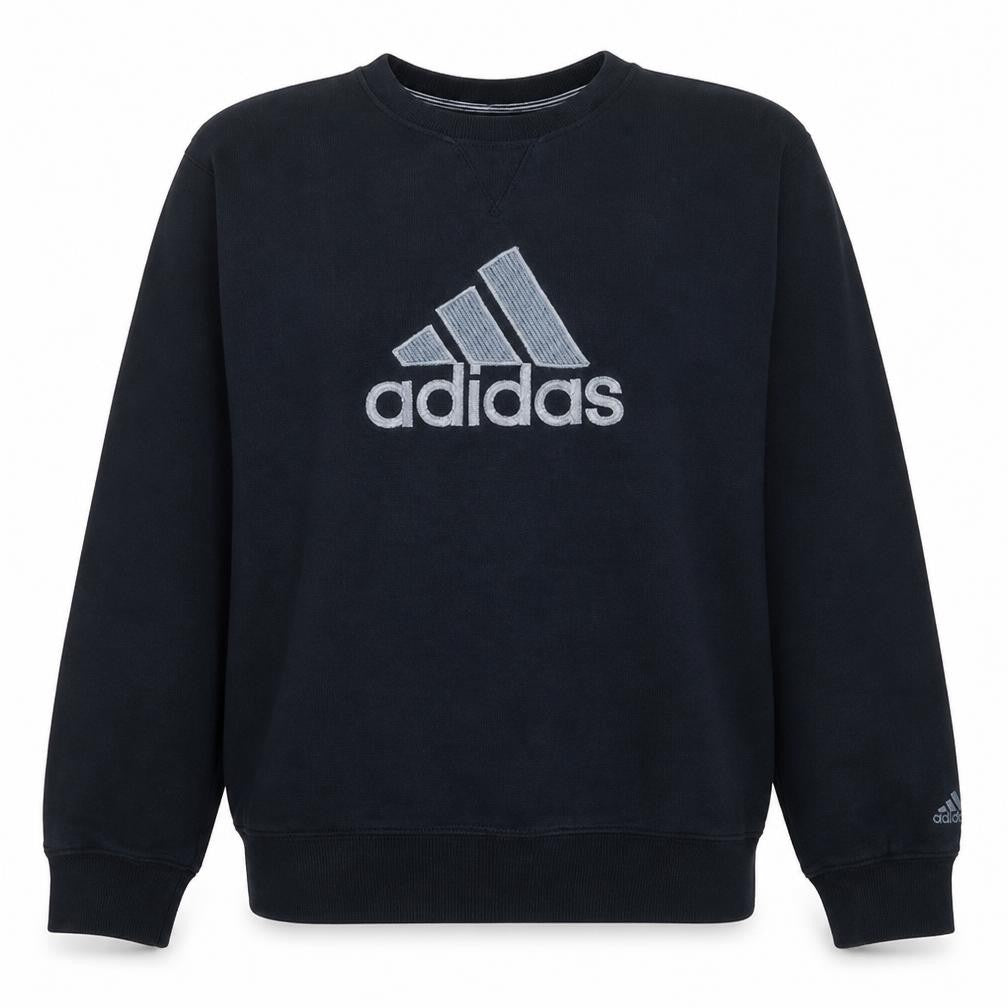 Adidas Men's Black L Crew Neck Pullover Sweatshirt Embroidered Logo