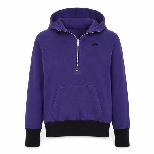 Nike Womens Purple 1/2 Zip Hooded Sweatshirt Size L Cotton