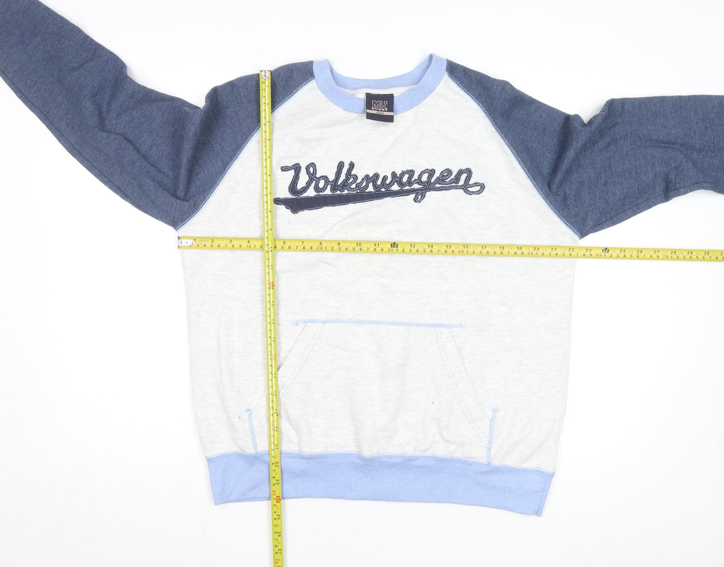 MV Sport Men's Blue Volkswagen Embroidered Pullover Sweatshirt L