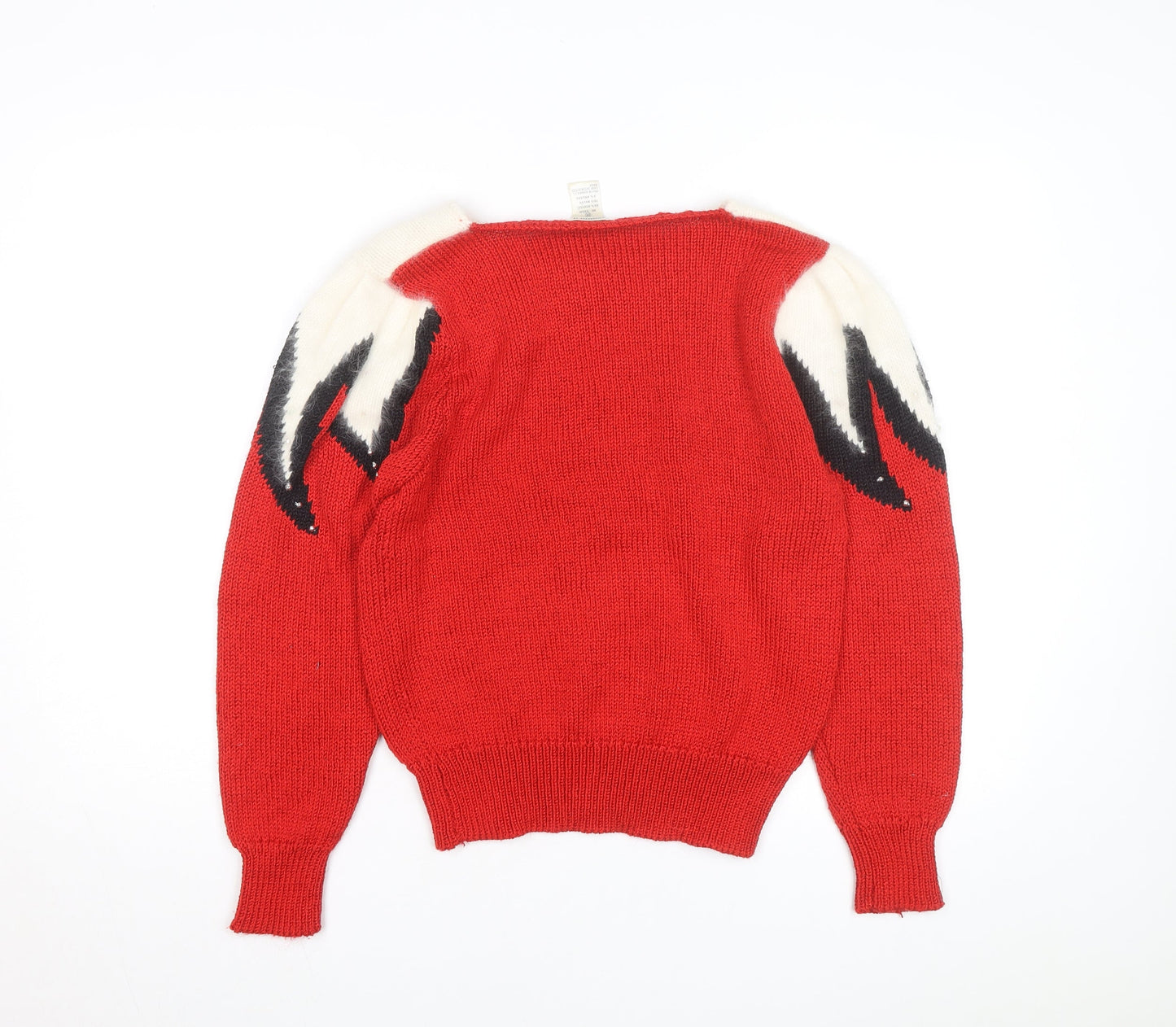 Susann D Women Red Angora Blend Retro Pullover Jumper Size M
