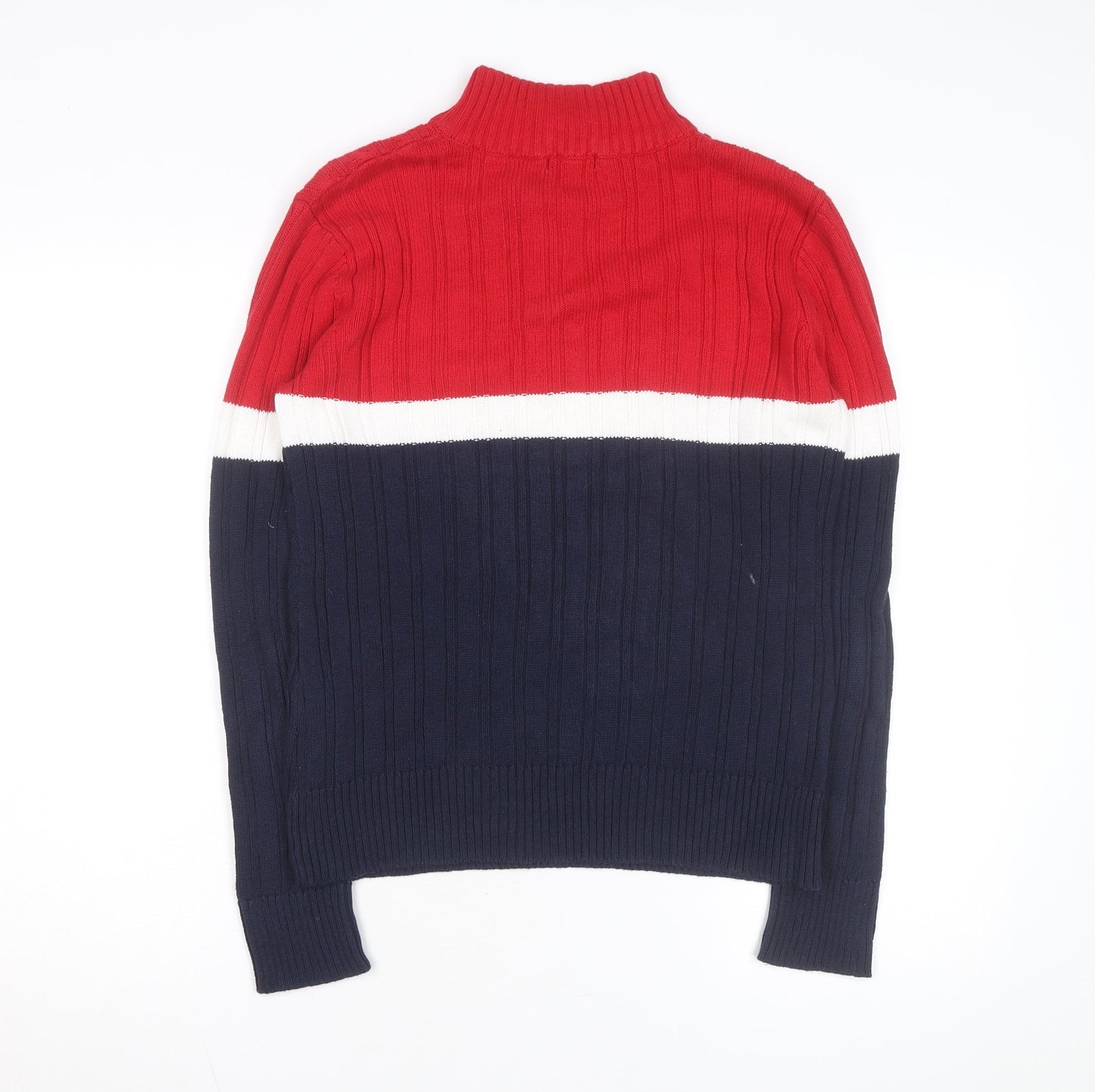 IZOD Mens Multicoloured Mock Neck Cable-Knit Pullover Jumper L