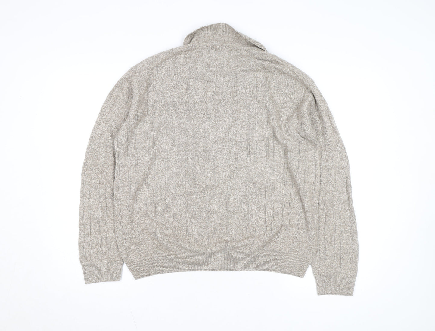 Dockers Men’s Beige XL Collared Knit Long Sleeve Button-Up Top