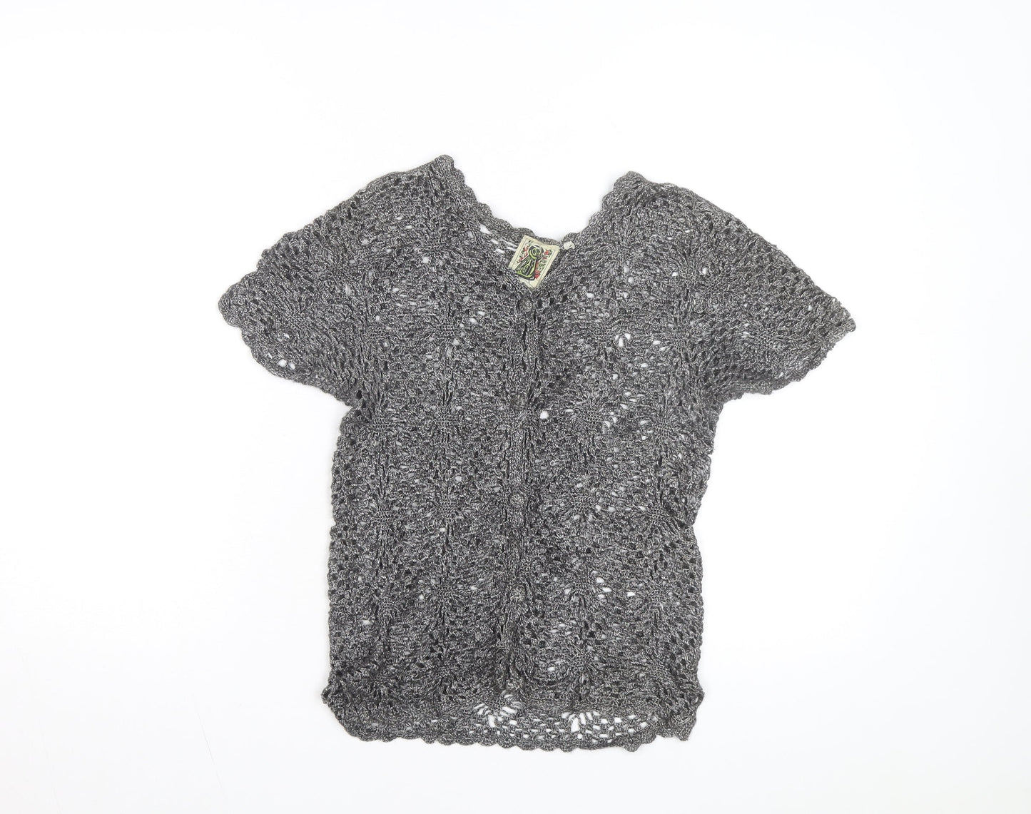 Solo Women’s Grey Crochet Open-Knit Cardigan M