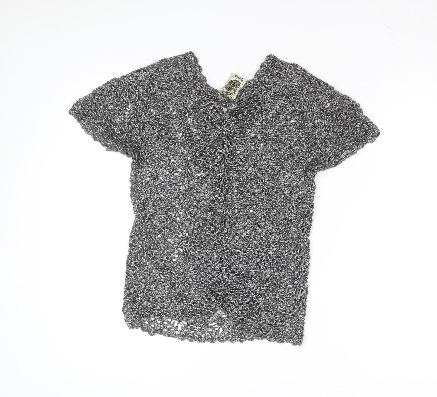 Solo Women’s Grey Crochet Open-Knit Cardigan M