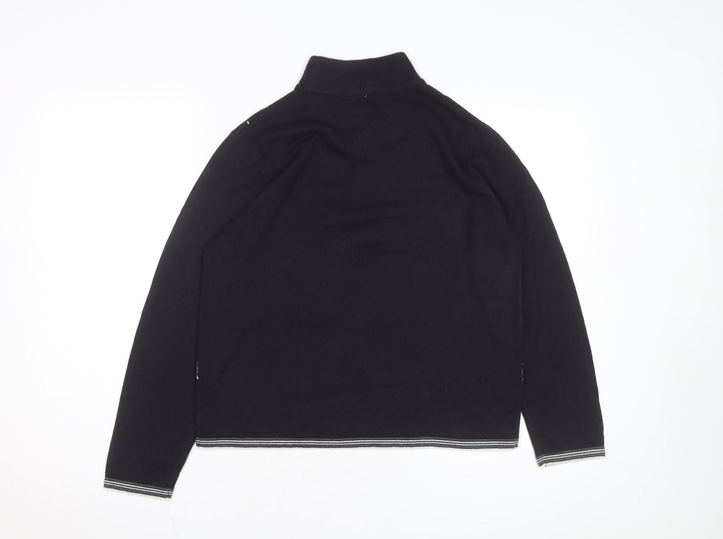 Sag Harbor Petite Women Black Argyle Mock Neck Acrylic Jumper M