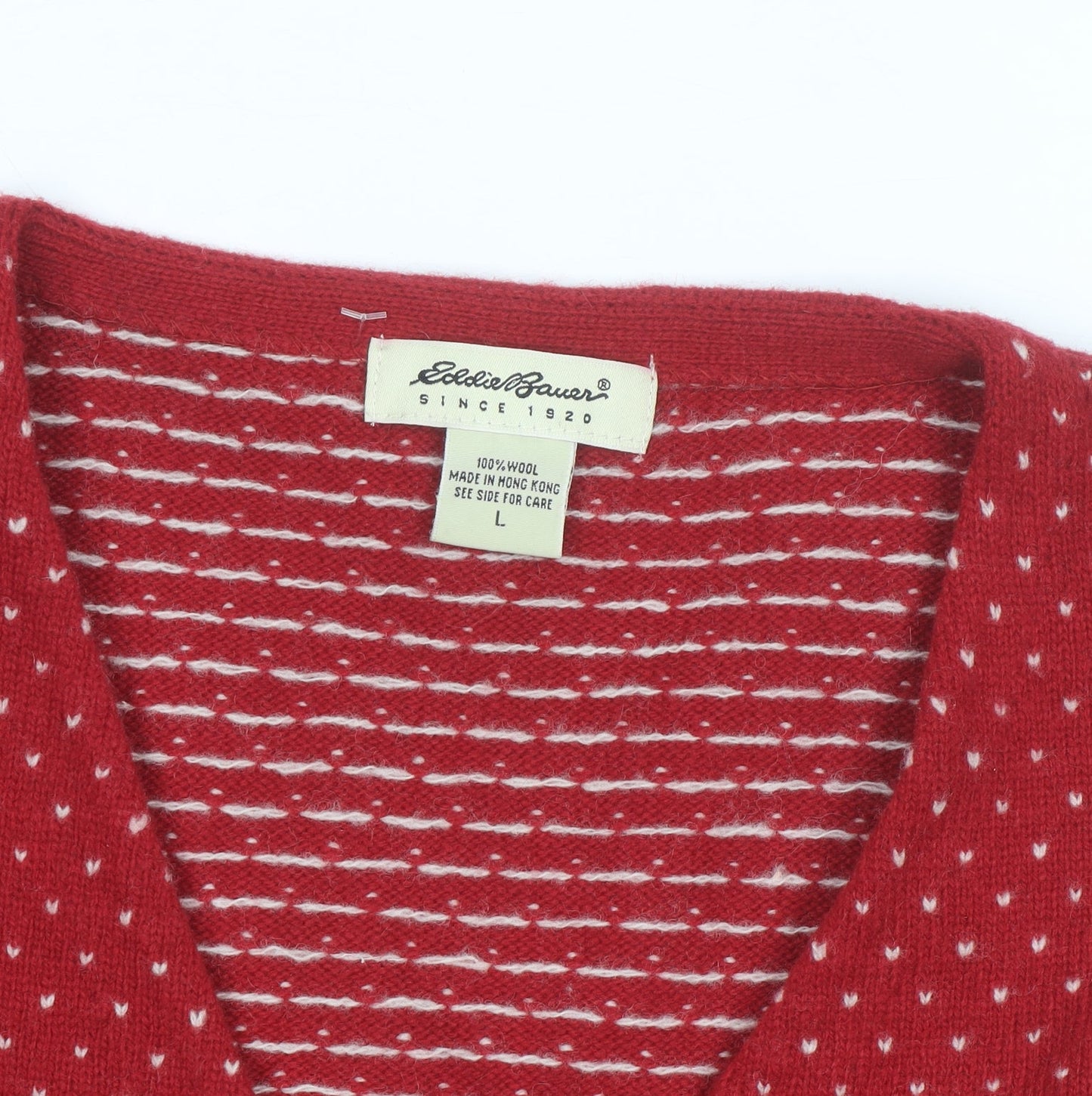 Eddie Bauer Women's Red Wool Fair Isle Vest L Vintage Style
