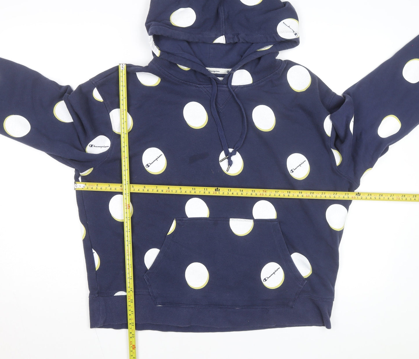 Champion Men's Blue Polka Dot Pullover Hoodie XL Sportswear