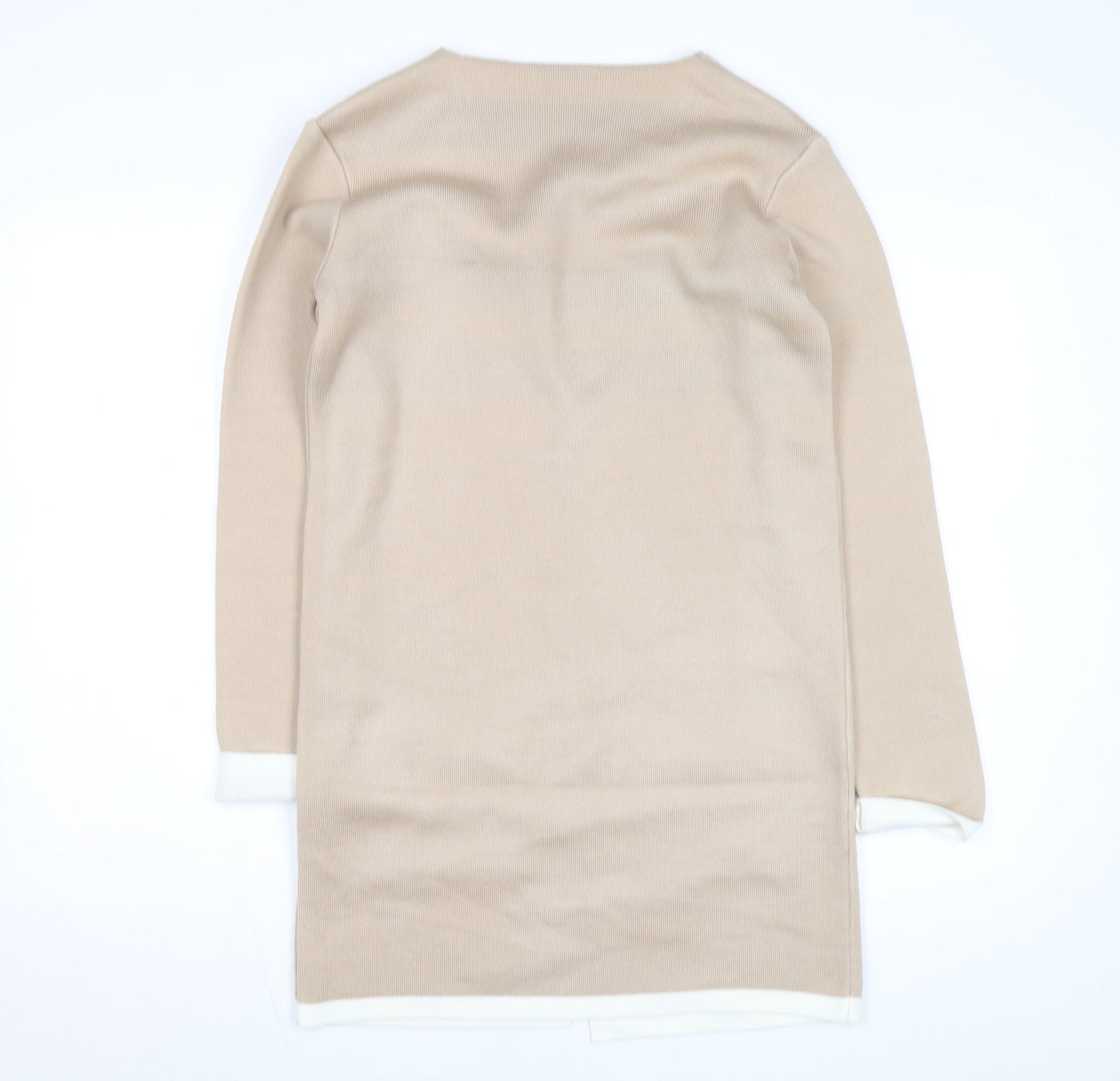 Tu Women Beige Knit Long Sleeve Open Cardigan Size 8