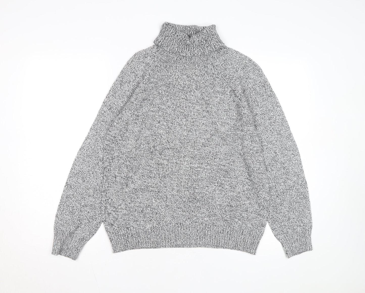 Karen Scott Women Grey Roll Neck Long Sleeve Cotton Jumper M