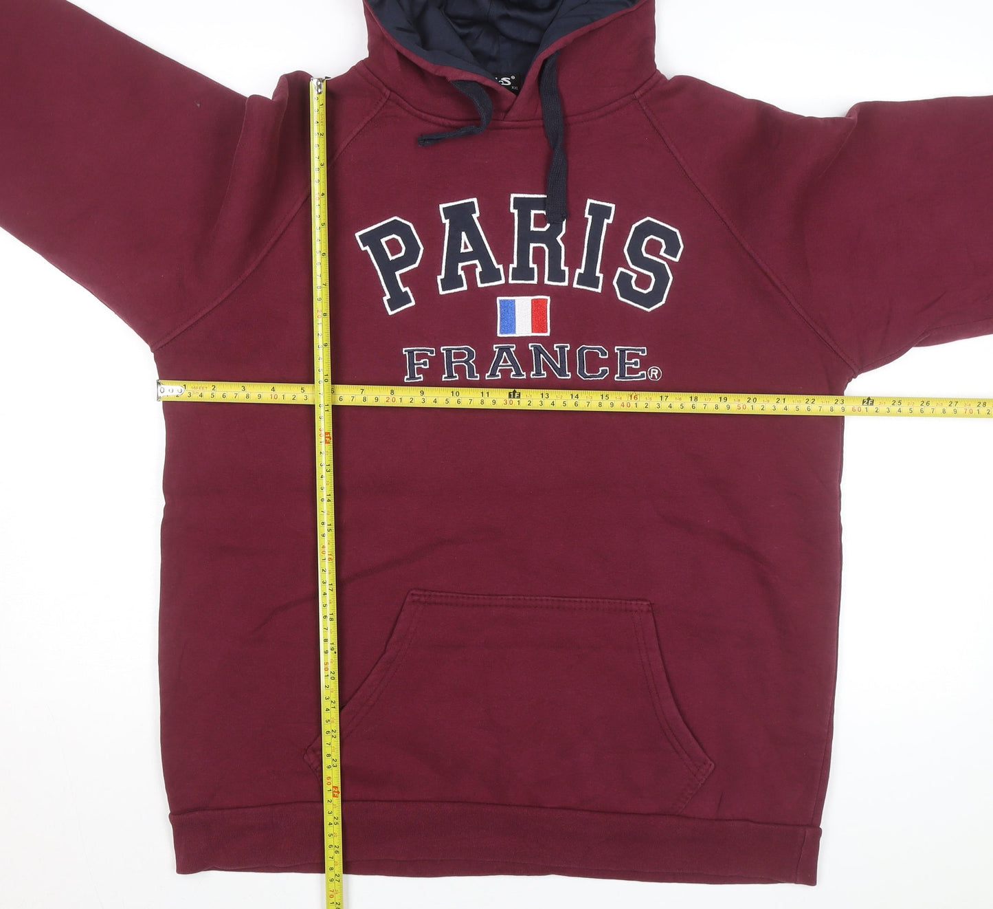 NaS Men's Red Paris France Pullover Hoodie 2XL Embroidered Graphic