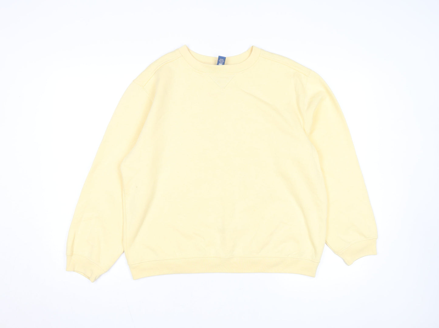 Karen Scott Unisex Yellow Cotton Blend Crew Neck Pullover Sweatshirt L