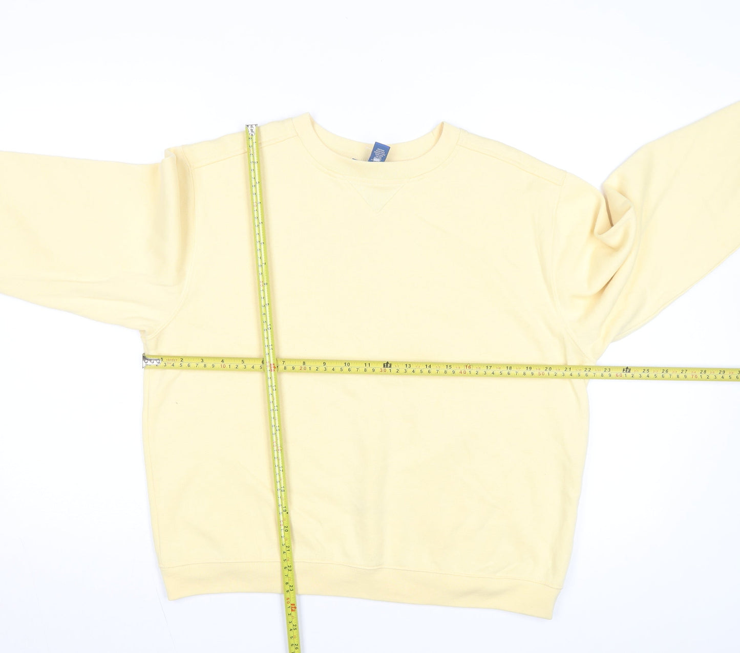 Karen Scott Unisex Yellow Cotton Blend Crew Neck Pullover Sweatshirt L