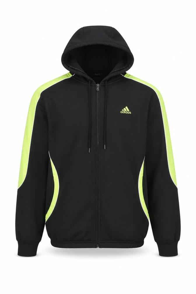 adidas Men's Black Full Zip Hoodie L Sports Fleece Sweatshirt