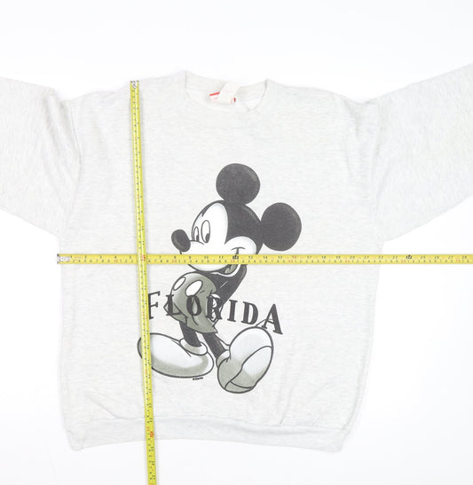 Disney Men Grey Mickey Mouse Florida Graphic Sweatshirt Medium