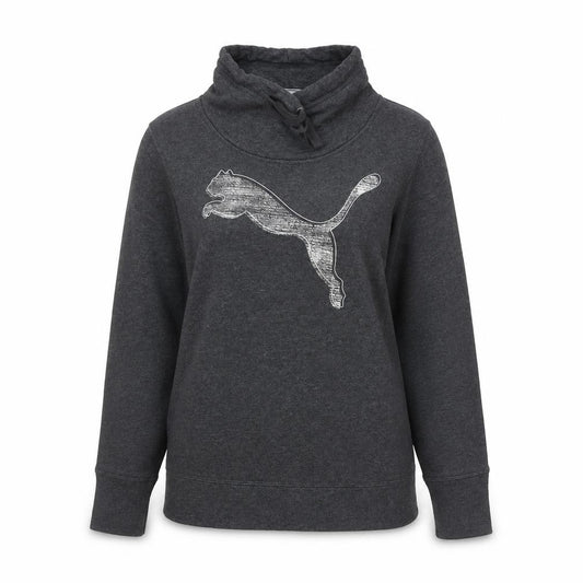 Puma Womens Dark Grey Cowl Neck Pullover Sweatshirt Size 12