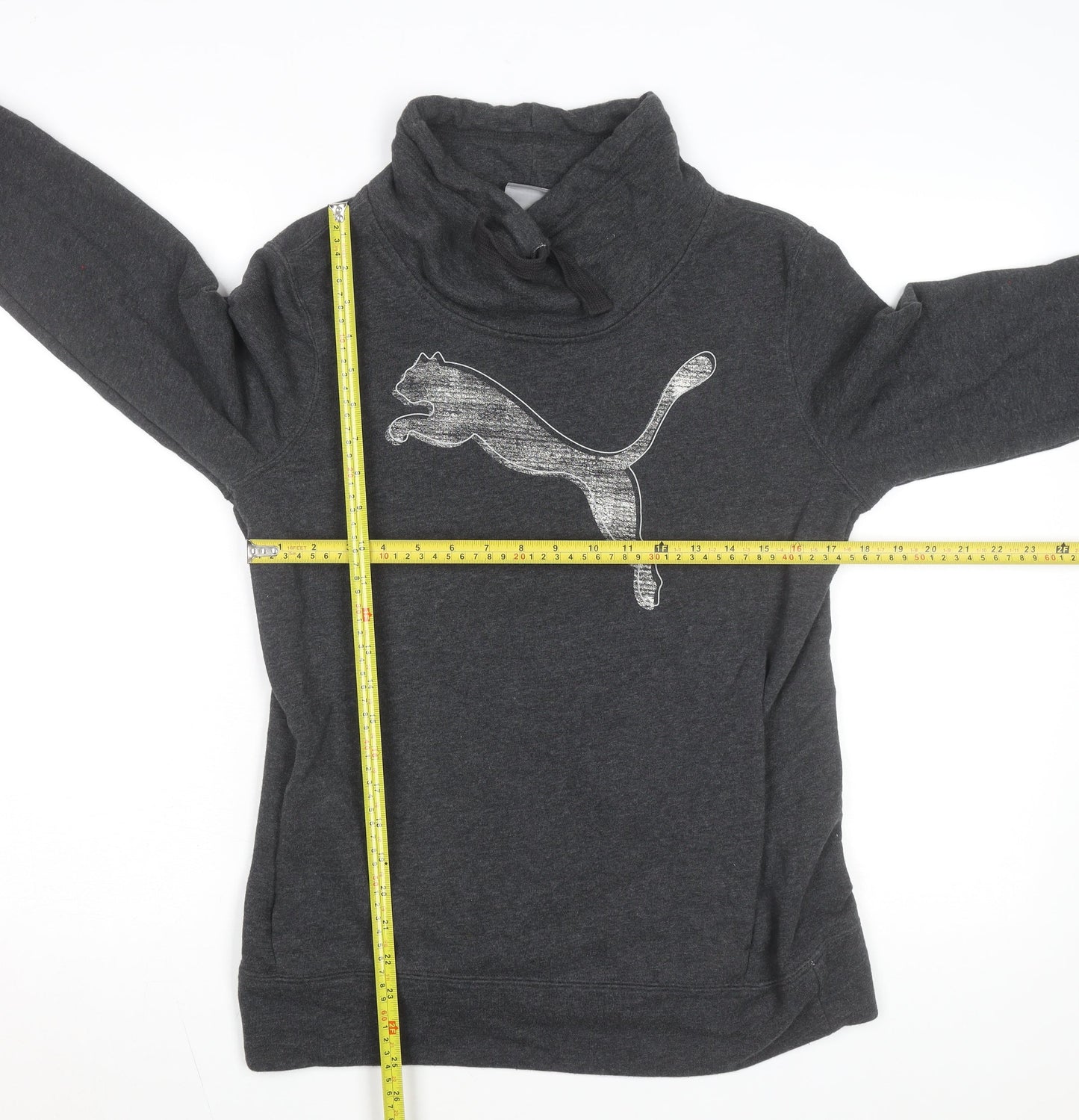 Puma Womens Dark Grey Cowl Neck Pullover Sweatshirt Size 12