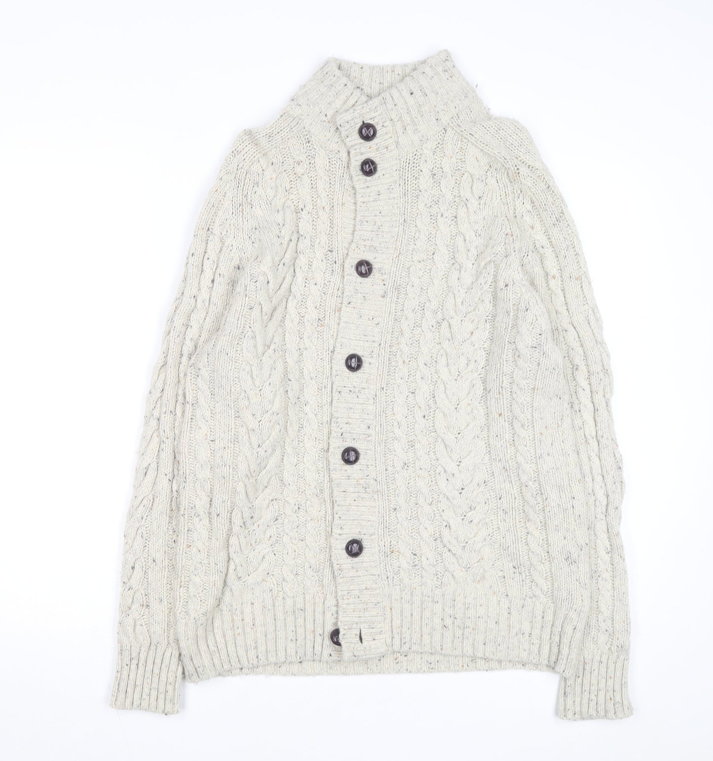Marks and Spencer Womens Beige Cable Knit Lambswool Cardigan M