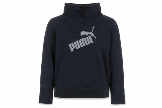 Puma Womens Black XL Pullover Sweatshirt Funnel Neck Logo Jumper