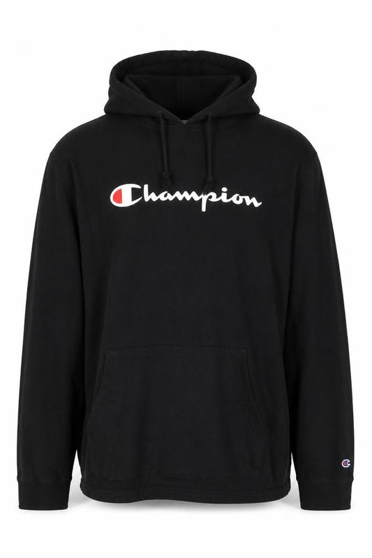 Champion Men's Black Pullover Hoodie L Logo Sportswear