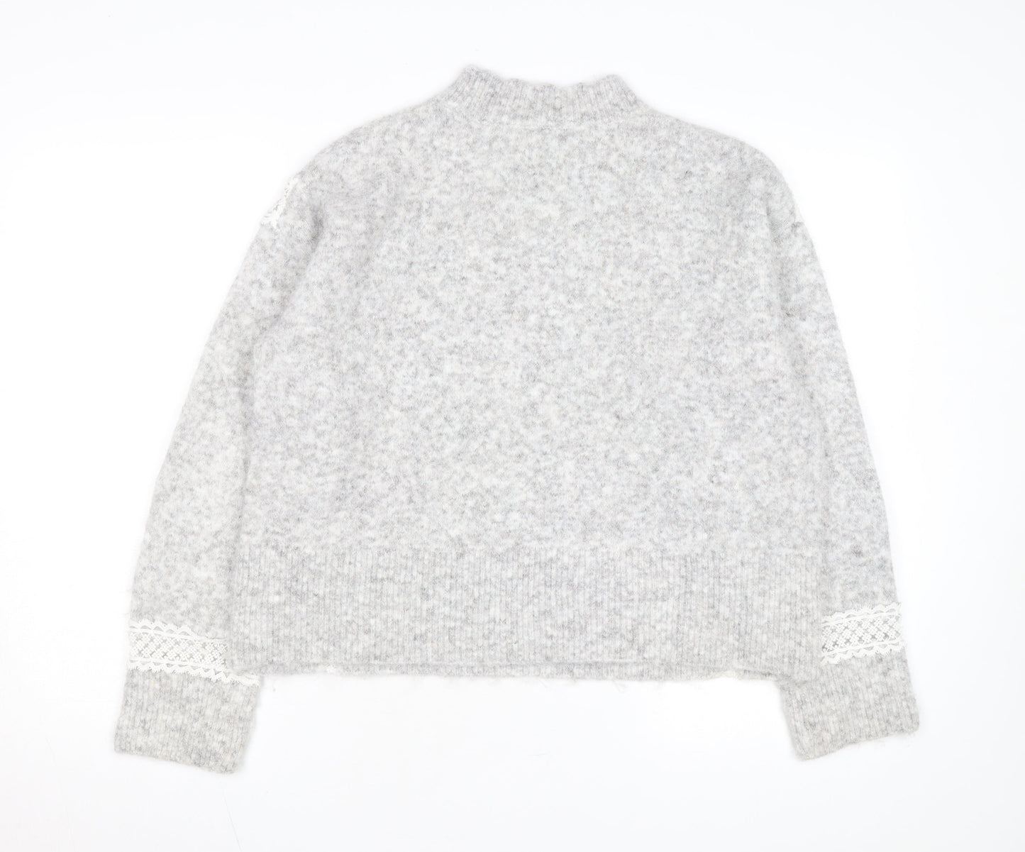 Marks and Spencer Womens Grey Mock Neck Wool Blend Jumper M
