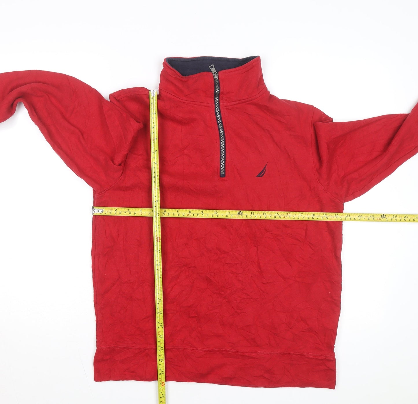 Nautica Men's Red 1/4 Zip Fleece Pullover Sweatshirt Size S
