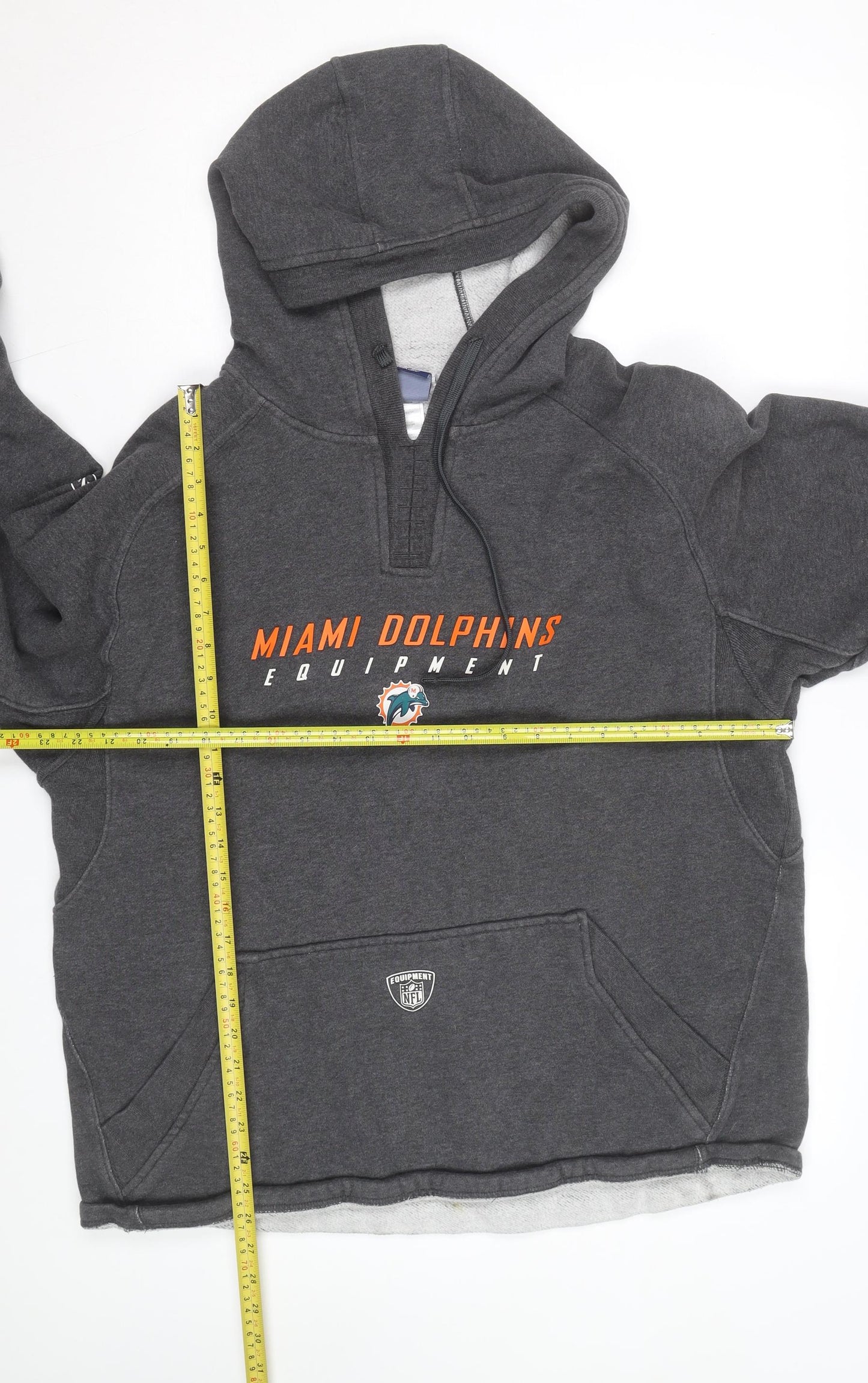 Reebok Men’s Grey Miami Dolphins Pullover Hoodie Size L Sports NFL