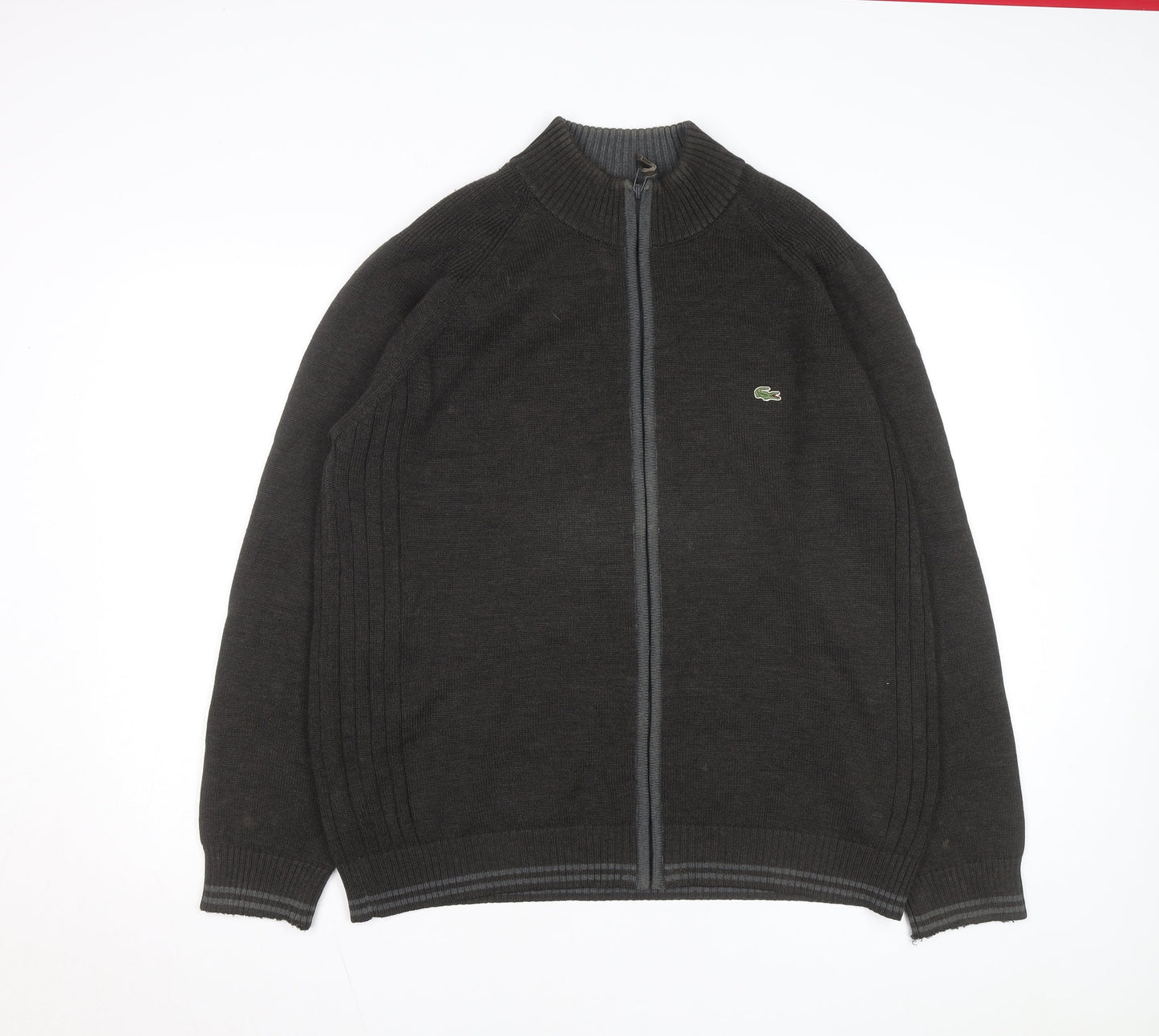 Lacoste Men’s Black Wool Full Zip High Neck Jumper 2XL