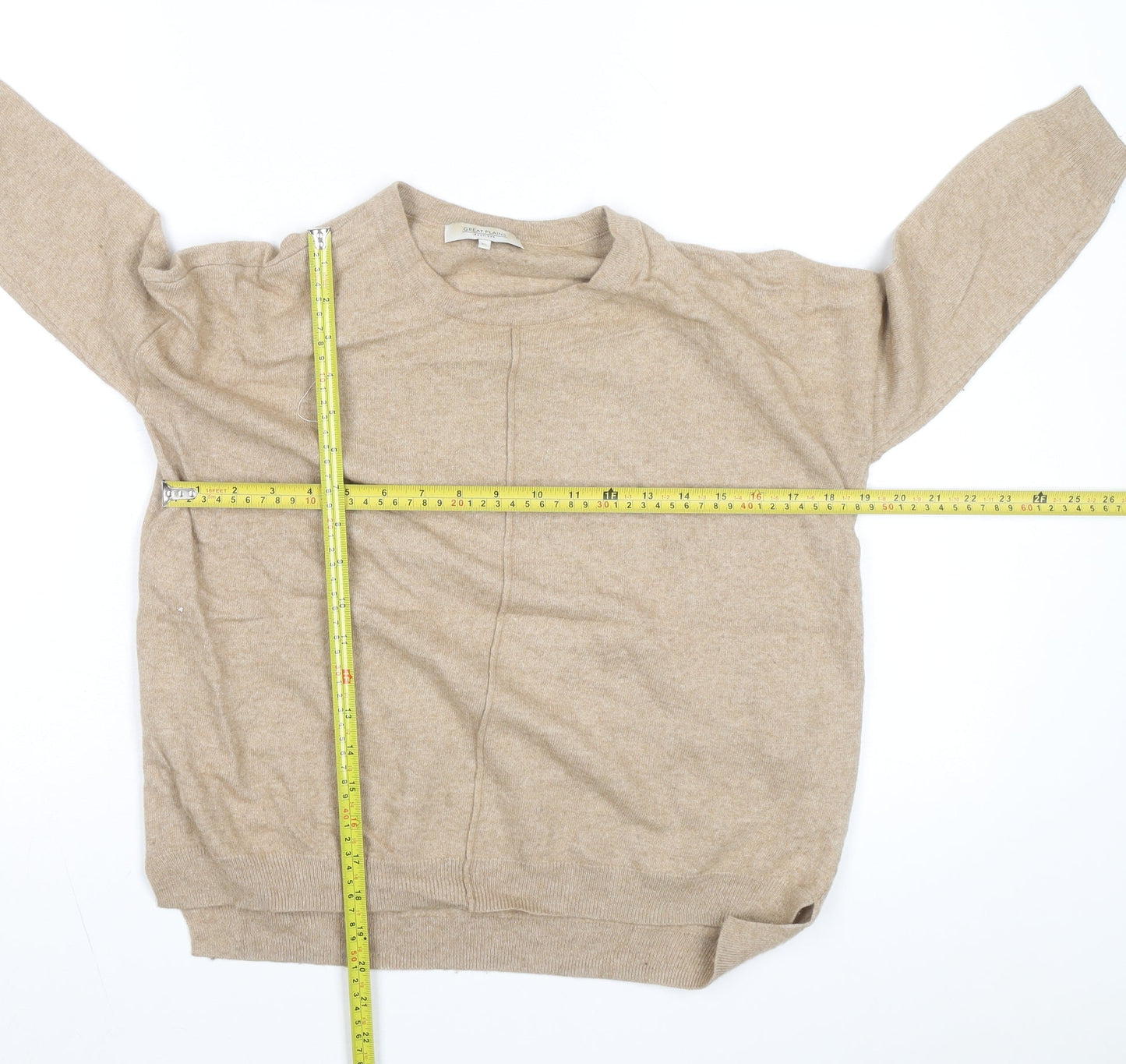 Great Plains Women's Beige Wool Cashmere 3/4 Sleeve Knit Sweater XS
