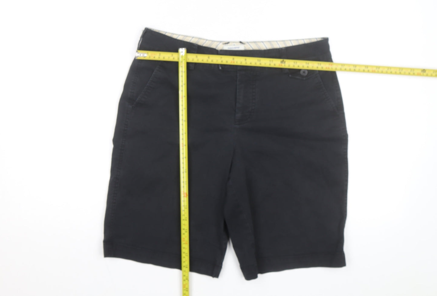 Dockers Womens Black Chino Shorts Size 12 Mid Rise Stretch Twill