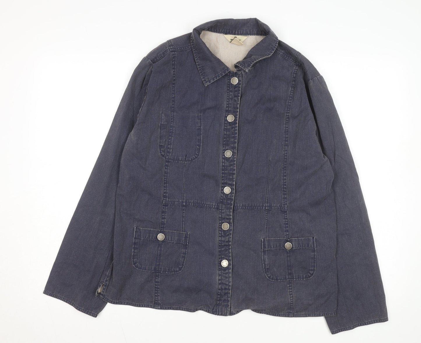 Woolrich Womens Blue Cotton Denim Button Jacket L Casual