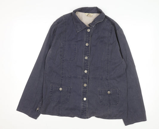 Additional front view of Woolrich women’s blue cotton denim button jacket l casual