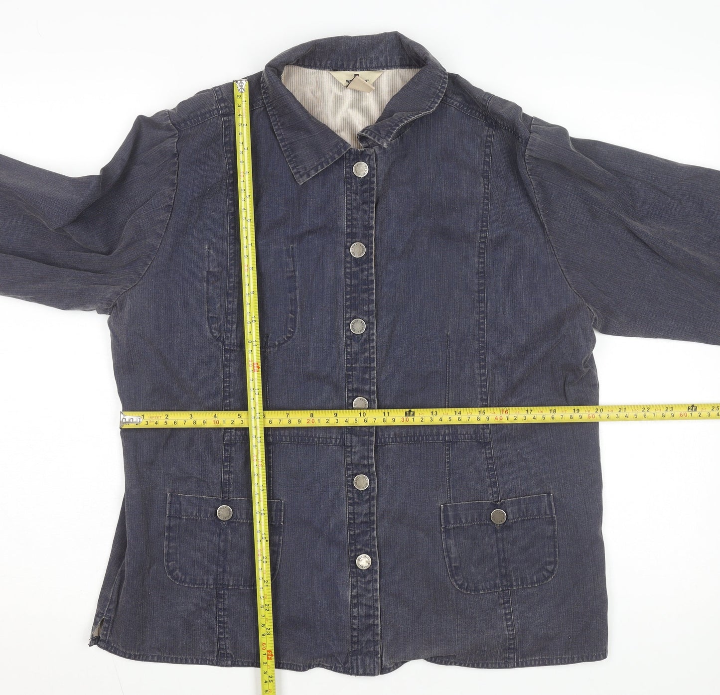 Woolrich Womens Blue Cotton Denim Button Jacket L Casual
