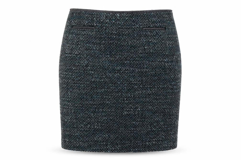 Marks & Spencer Women Blue Tweed Knee Length Wool Blend Pencil Skirt Size 16