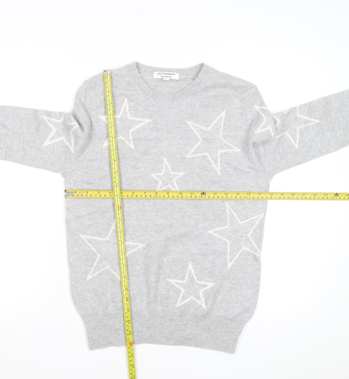 Marks and Spencer Autograph Grey Cashmere Star Jumper Womens Size 10