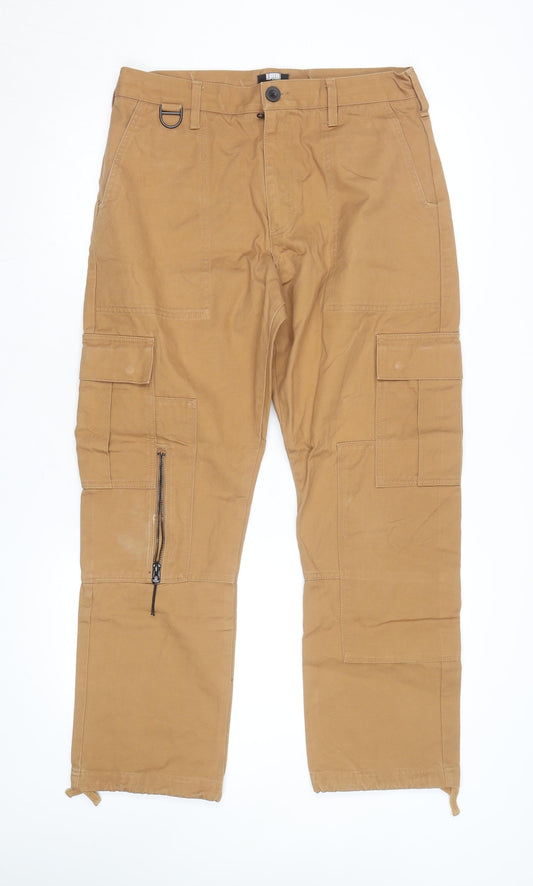 Superdry Men’s Brown Cargo Trousers Size S Straight Fit