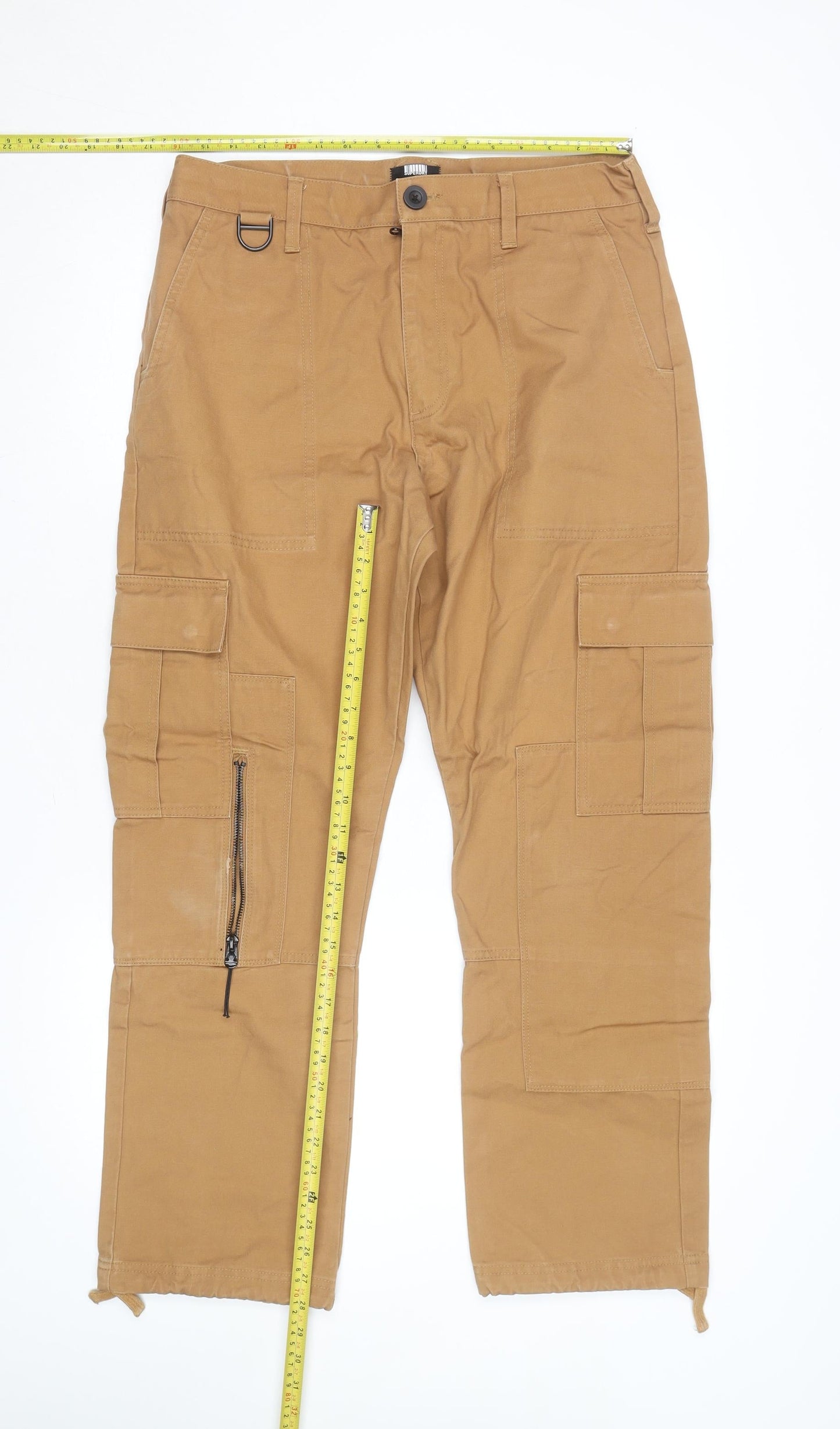 Superdry Men’s Brown Cargo Trousers Size S Straight Fit