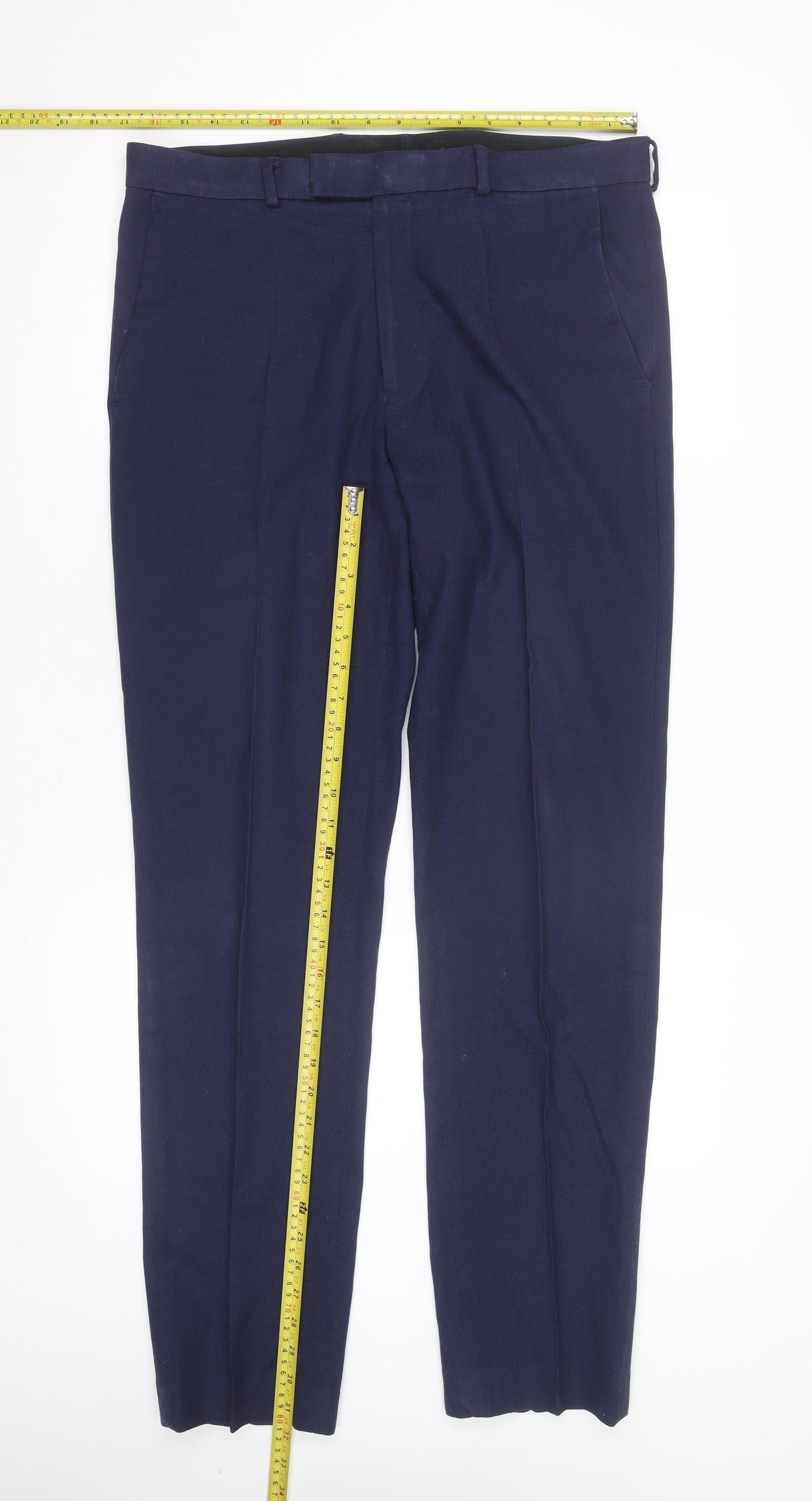 Marks and Spencer Men's Blue Slim Fit Chino Trousers 34W 31L