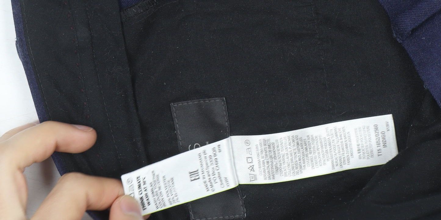Marks and Spencer Men's Blue Slim Fit Chino Trousers 34W 31L
