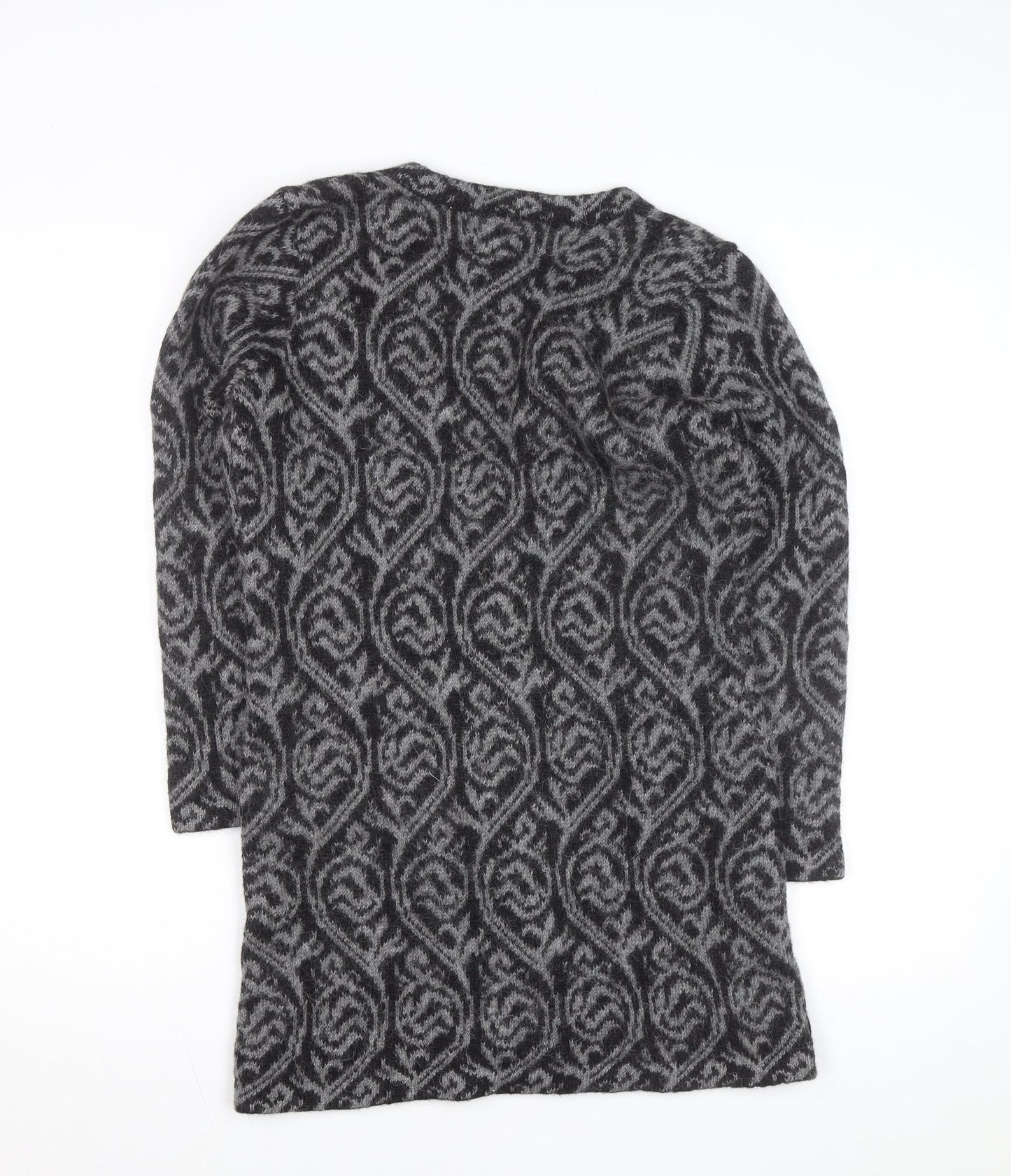 Alpaca Fashion Women's Grey Geometric Long Sleeve Cardigan M
