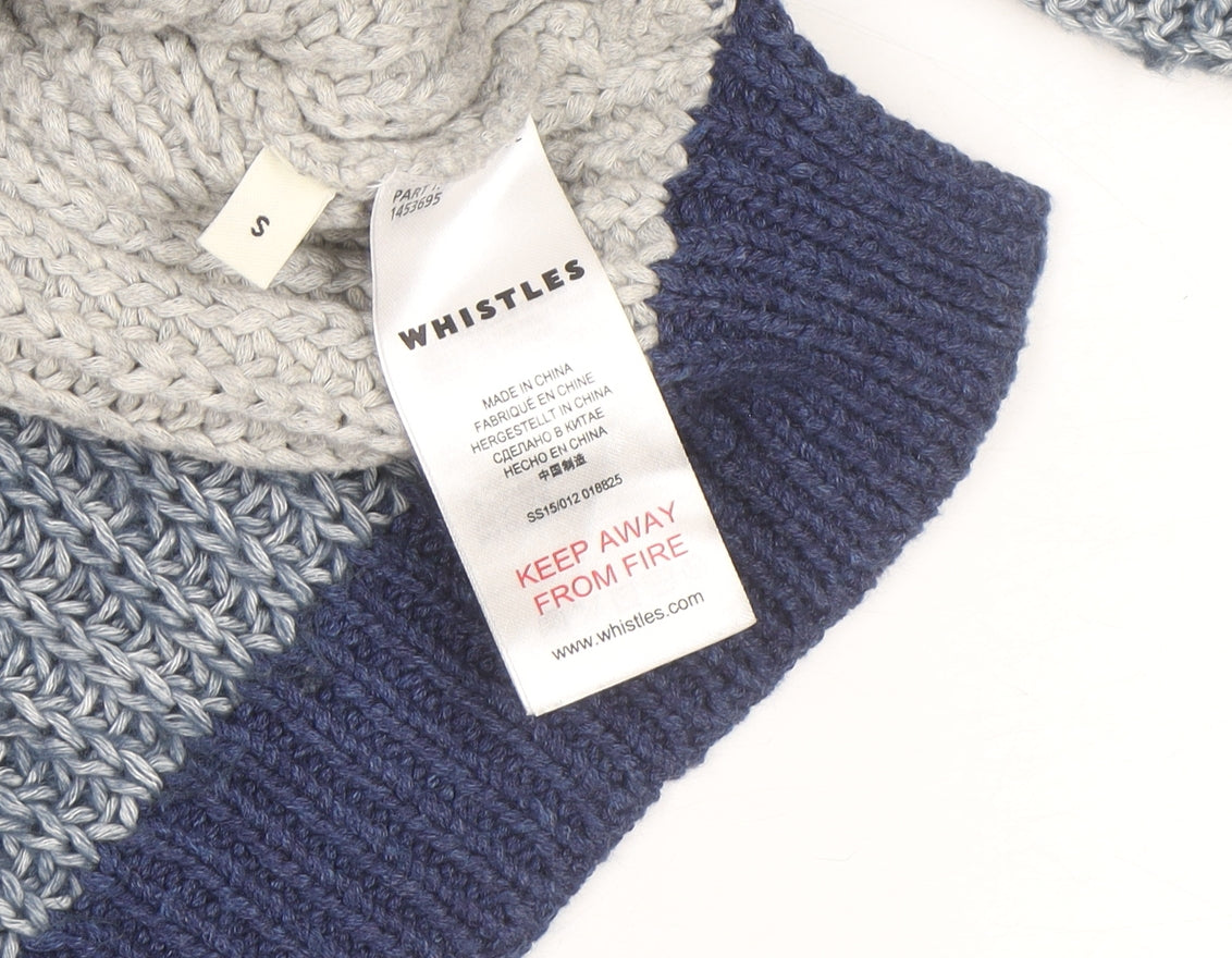 Whistles Women's Blue Chunky High Neck Knit Jumper Size S
