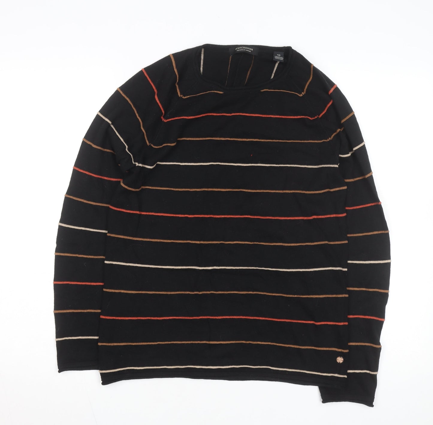 Scotch & Soda Men’s Black Striped Long Sleeve Cotton Top Size S